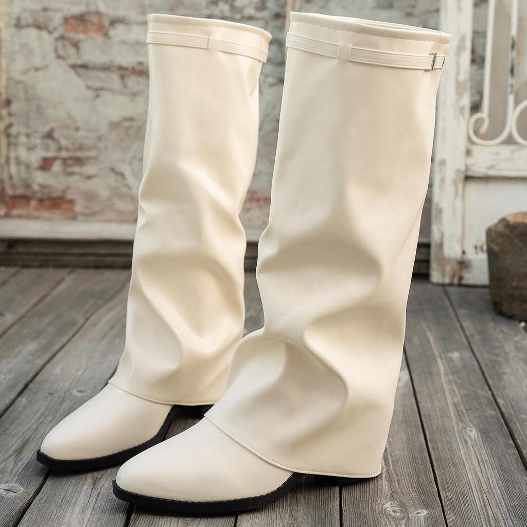 2025 Herbst Britischer Stil Hochhackige Klobige Stiefel - Übergröße Damen Lange Modestiefel