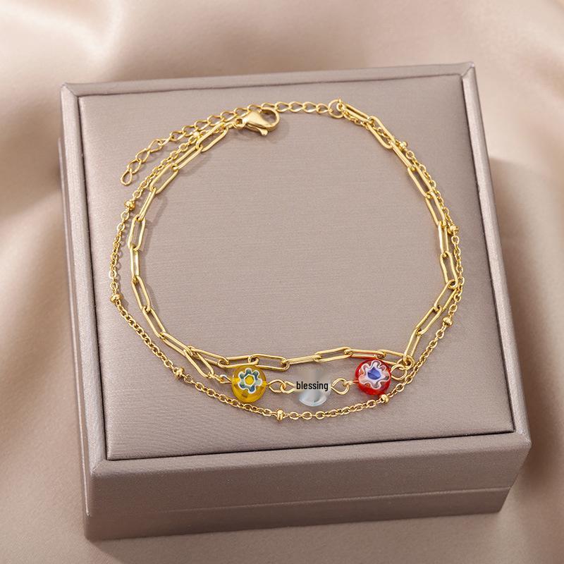 Women’s Colorful Demon Eye & Irregular Pearl Anklet: European & American Style, Personalized Design