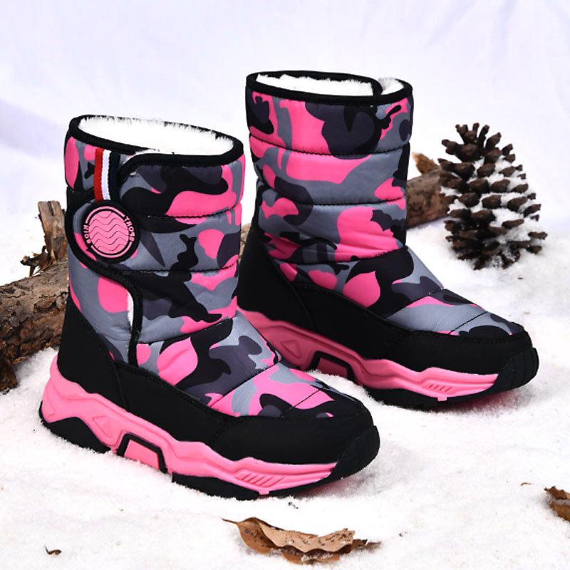 Botas de Neve de Camuflagem de Inverno para Crianças - Quentes, Algodão Acolchoado para Meninos e Meninas