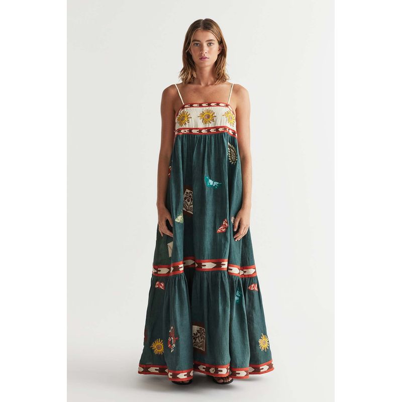 

2024 Новое поступление Европейский и американский сексуальный сарафан с принтом позиционирования, женское платье большого клеша Image color S