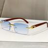 Frameless Trimmed Personalized Sunscreen Sunglasses Catwalk Travel Fashion Versatile Women'S Sunglasses Wood Grain Legs