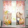 Thanksgiving Pflanzenzaun Sonnenblumen Kürbis Transparente Vorhänge für Kinderzimmer Schlafzimmer Wohnzimmer Voile Fenstervorhänge Tüll Vorhänge