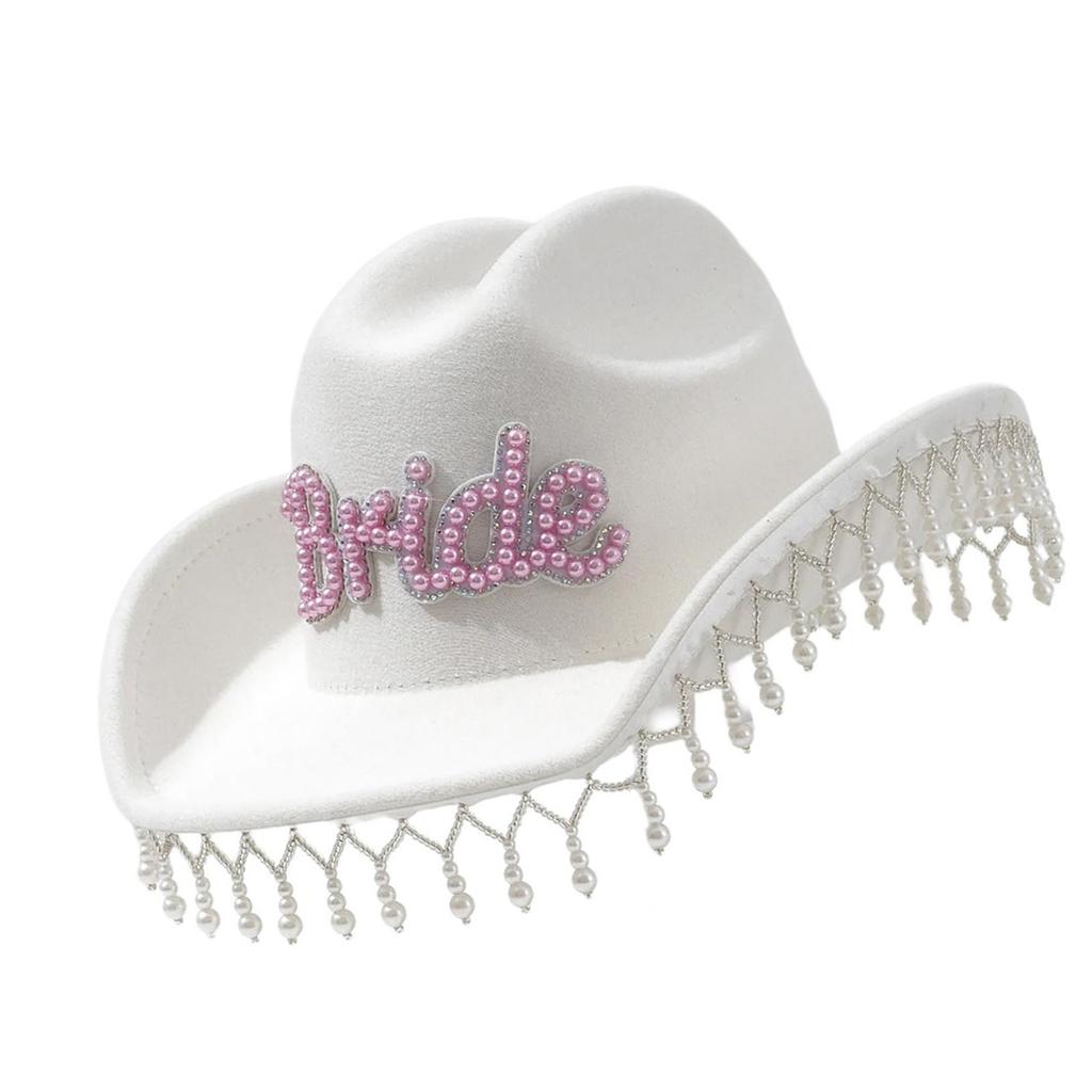 Mit Juwelen und Perlen verzierte Cowboyhüte mit Quasten Panama-Hut Überraschungsgeschenk für Mädchen Jungen Brauthut für Karneval Musikfestival