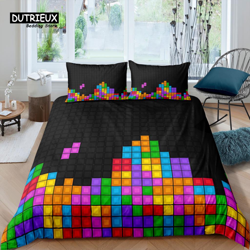 

Роскошный 3D комплект постельного белья «Куб» для дома, комплект пододеяльника и наволочек для девочек, детский комплект постельного белья размера Queen и King, размеры EU/US/AU/UK EU single(135x200cm)