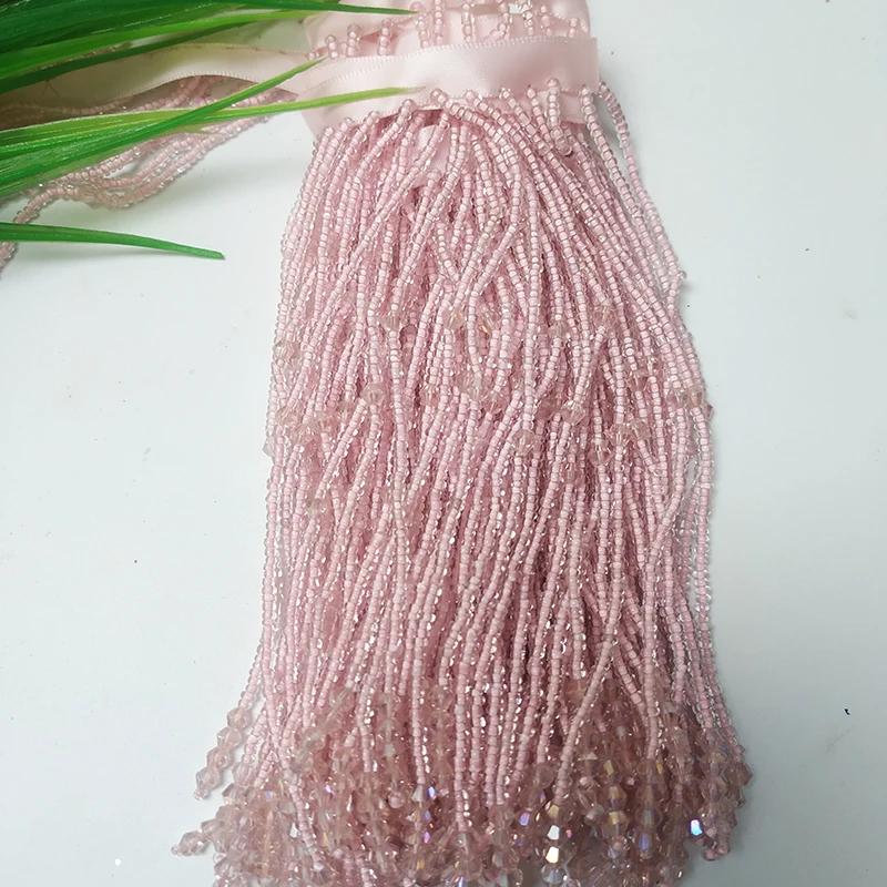 45Cm Long Tassel Crystal Fringe Tassel Trim Ribbon Dance Costume Dress Fabric Diy Trim Ribbon Beaded Sewing Tassel 15Cm Width