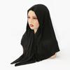 Fashion Cotton Jersey Instant Hijab With Built-In Magnet Triangular Scarf Muslim Hijab Shawl Female Wraps Foulard Headbands