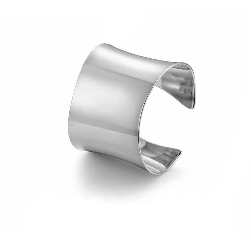 

High Quality Arc Wide Version Smooth Opening Bracelet Female Original Design Minority All-Match Accessible Luxury Fashion Bracelet Hand Ring Silver