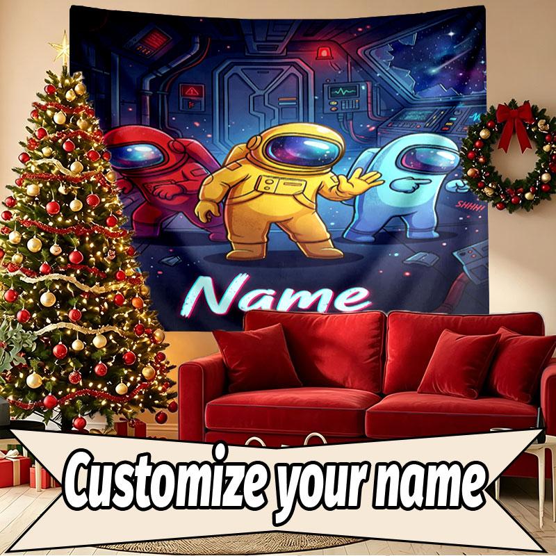 Custom Name Personalized Among Us Print Tapestry, Wall Art Decor, Bedroom, Dorm, Apartment, LivingRoom, Party Backdrop, Gift for Birthday