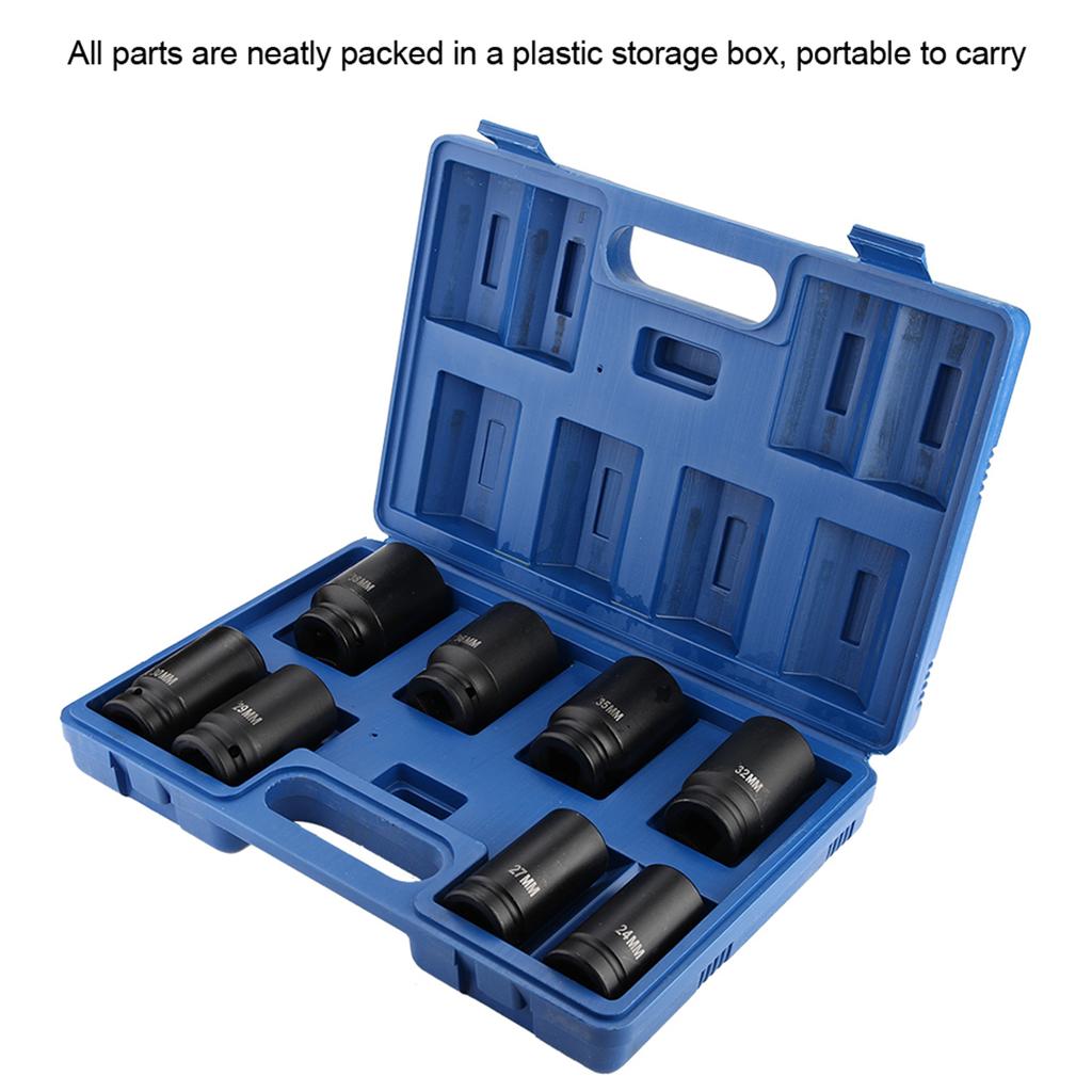 8pcs 3 4 Inch Durable Drive Deep Impact Socket Set 24‑38mm