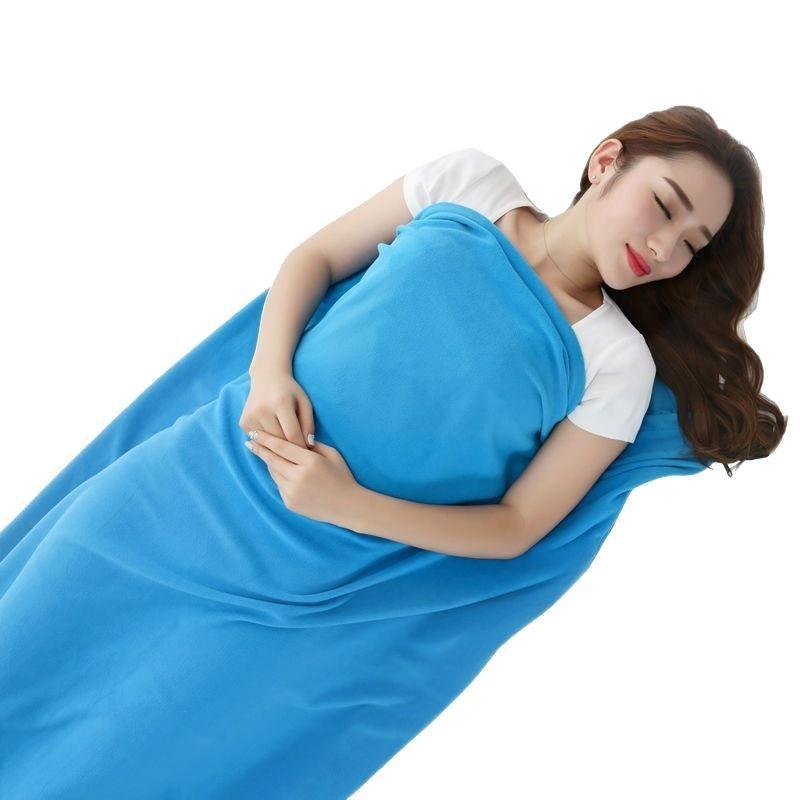Fleece Sleeping Bag Suitable For All Seasons Envelope-Type Portable Travel Camping And Nap Sleeping Bag For Adults