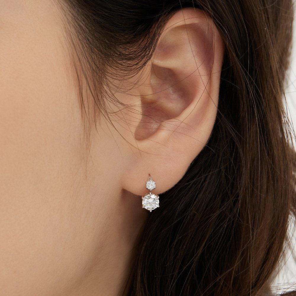 Essence Silver (W) Double Stone Moissanite Earrings Hl4E4B442W9Xxx