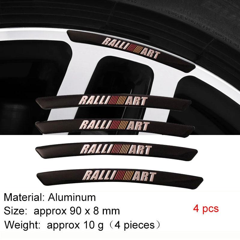 

4pcs Aluminum Car Wheel Rims Racing Stickers Badges Auto Decoration For Lancer EX Outlander ASX Pajero Competition black
