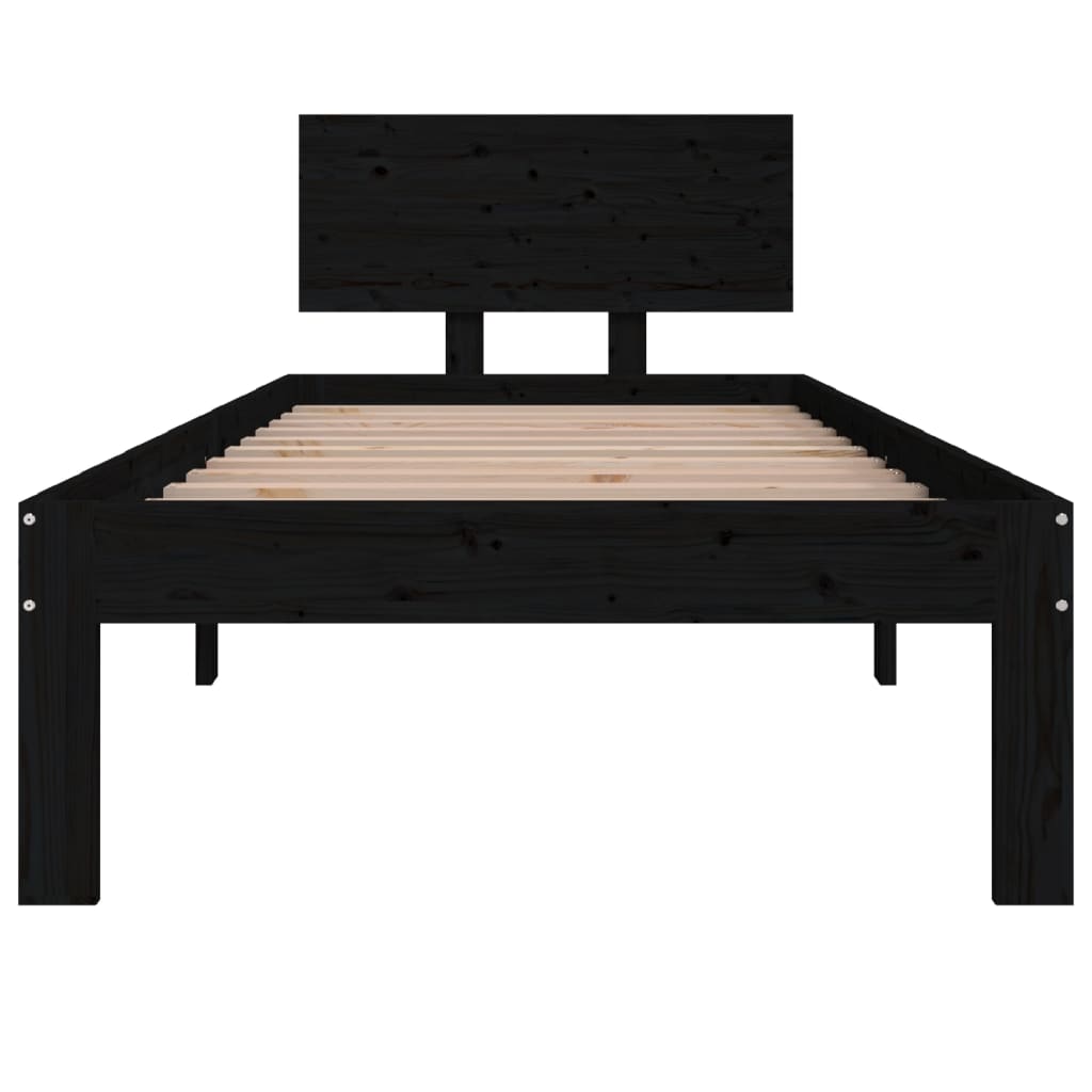 Solid Wood Bed Black 75 x 190 cm