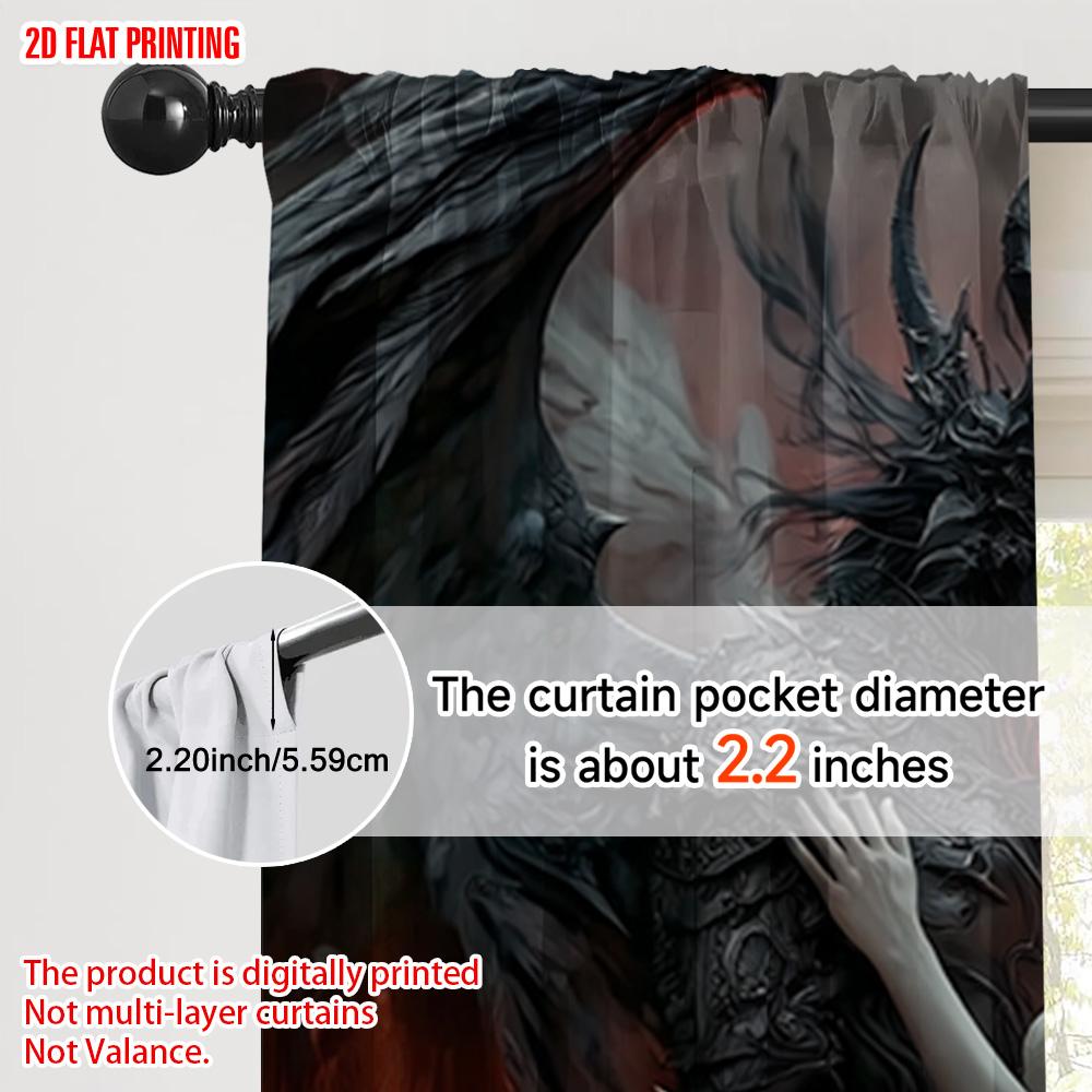 2pcs, plane printing Print Curtains Black Angel and Beauty Versatile 100% Polyester (without rod) Art Deco Festive Perfect for