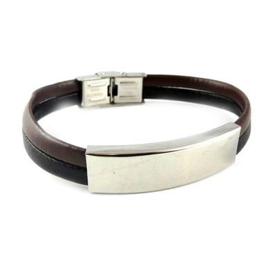 [L1861] - Armband Stahl 'Identität' schwarz braun