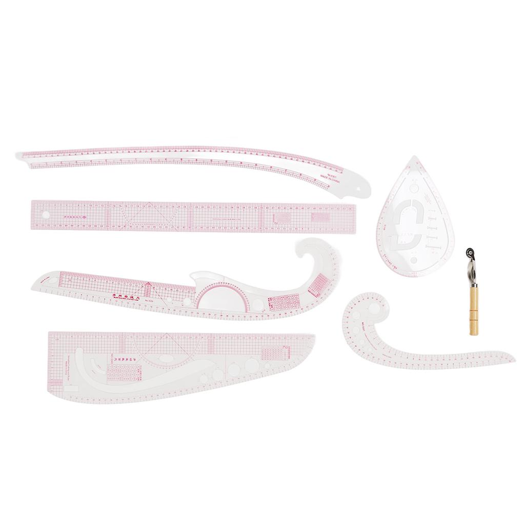 6PCS Tailor Rulers PVC Plastic Curve Pattern Clothing Making Ruler Sewing Cutting Ruler Set with
