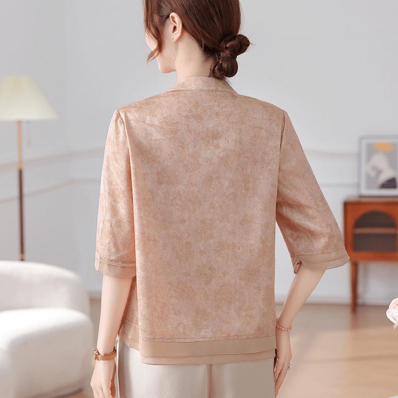 Yuzhaolin Women's New Chinese Style Summer Blouse