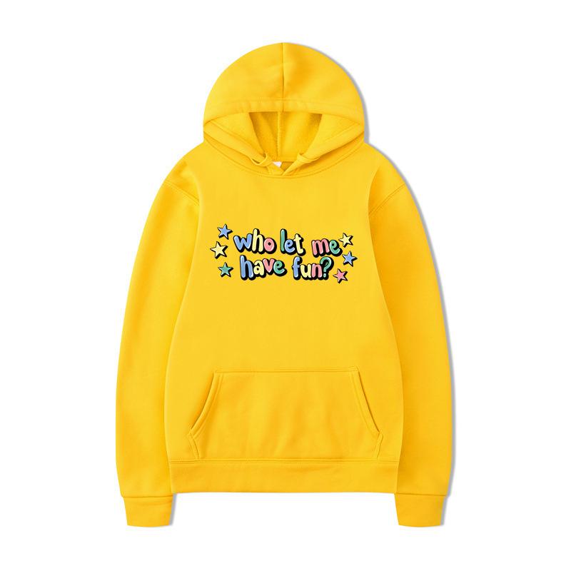 Who Let Me Hoodies Print Fashion Sweatshirt Casual Oversize Unisex Autumn Winter Fleece Streetwear Tops Male Sudaderas