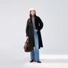 Qiushui Yiren Hepburn Style Women's Pleated Puff Sleeve Wool Coat