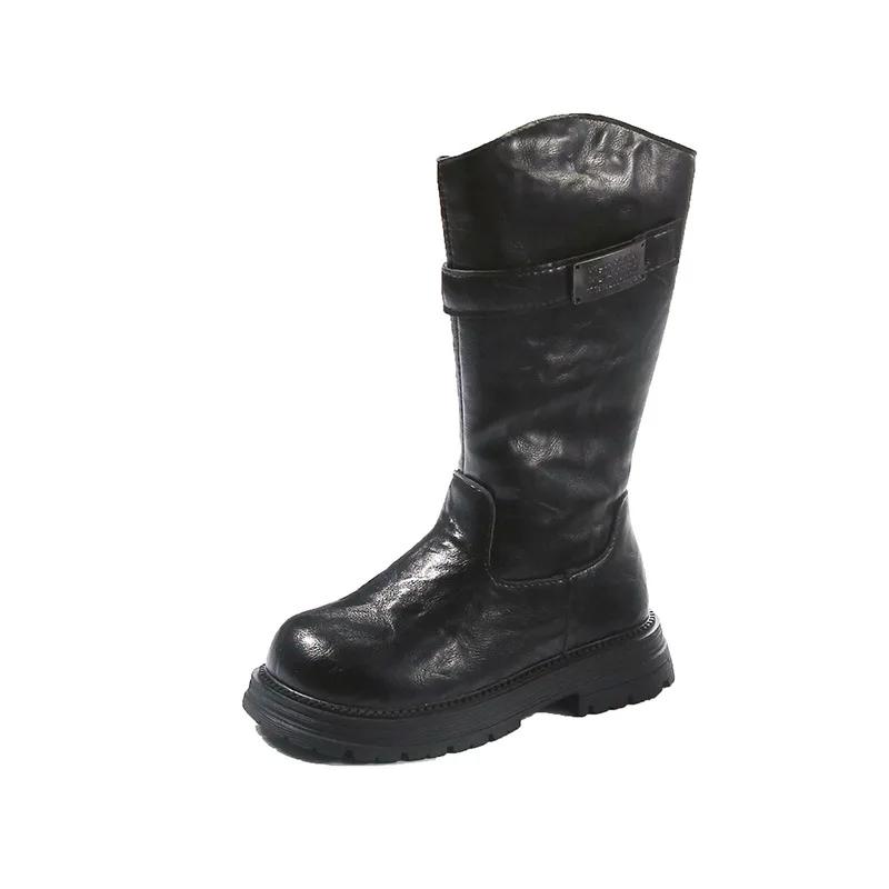 

Детские осенние ботинки Простые с круглым носком Ботинки на толстой подошве для девочек Модные Универсальные Нескользящие Детские Повседневные Длинные Ботинки Черные Коричневые 26 чёрный