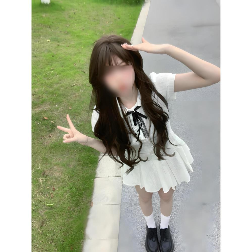 Preppy dress girl summer sweet and hot girl petite princess dress waist pleated skirt