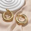 Vintage Oversize Chunky Round Circle Clip Earring for Women C Shape Tube Thick Without Pierced Hoop Earclips Jewelry Trendy
