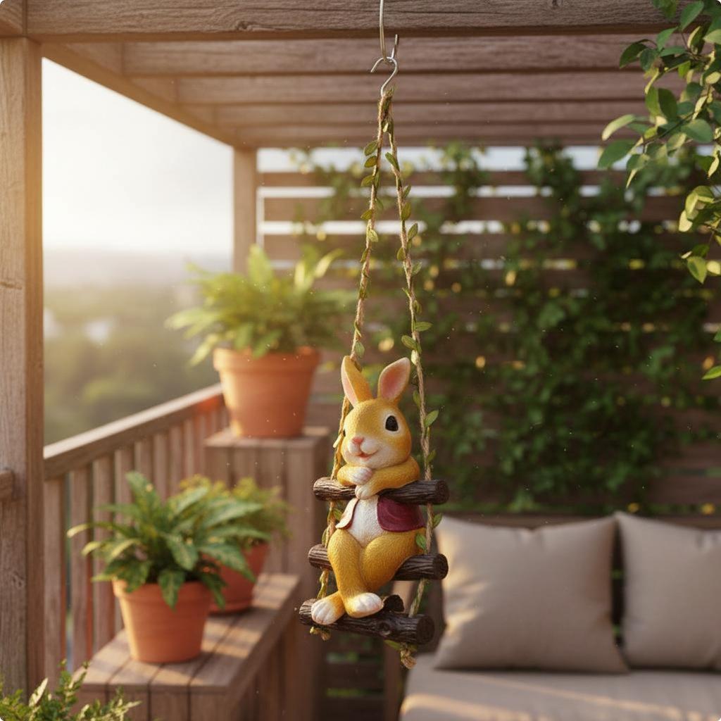 Climbing Creature Figurine Long-Lasting Resin Creature Rope Ladder Decor Wall Sculpture Weather Resistant House Decoration