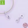 S925 Silver Heart Pendant, Simple Double Ring Love Diy Bracelet Beaded Scc2455