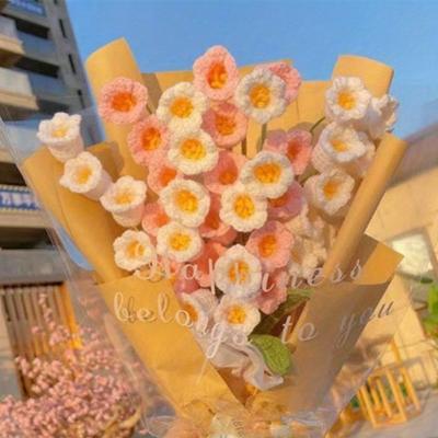 6 Pcs Crochet Flower Bouquet 40cm Artificial Lily of The Valley Handmade Knitted Flowers Crocheted Flower Arrangements for Home Wedding Table Decor
