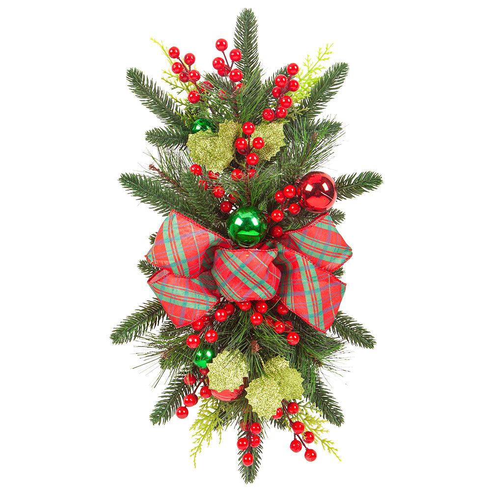 Christmas Staircase Wreath Floor Hanging Bow Pendant Decoration Christmas Nordic Home Style