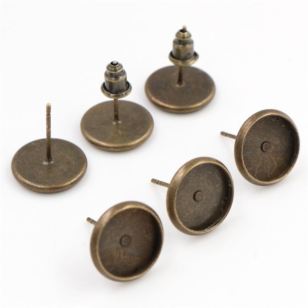 8/10/12mm 50 Stück/Los 8 Farben Beschichtet Hohe Qualität Edelstahl Eisen Ohrstecker(mit Ohrstöpsel) Basis, Passend für 10mm Glascabochons