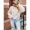 Women's Solid Color Sweater Autumn and Winter Loose Round Neck Twist Puff Sleeve Knit Sweater