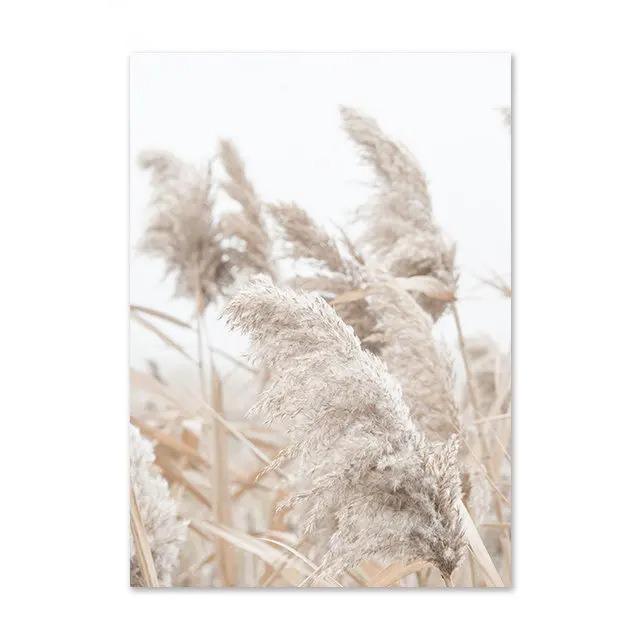 Nordic Beige Dandelion Painting Poster Reed Canvas Art Print Flower Posters Bunny Tail Grass Wall Art Picture Living Room Decor