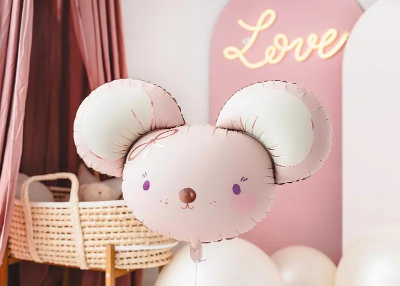 PartyDeco Mouse Foil Balloon, 96x64 , Light Pink