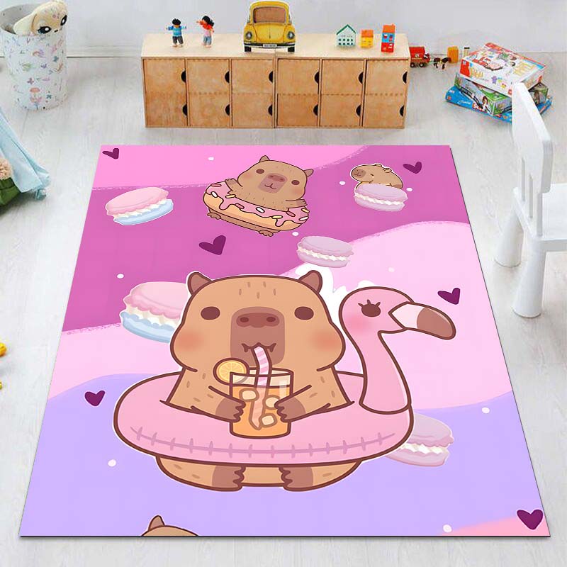New Cute Capybara Cartoon Print Rug Carpets for Bedroom Living Room Sofa Mat Door Mat Dressing Room Rugs for Gifts
