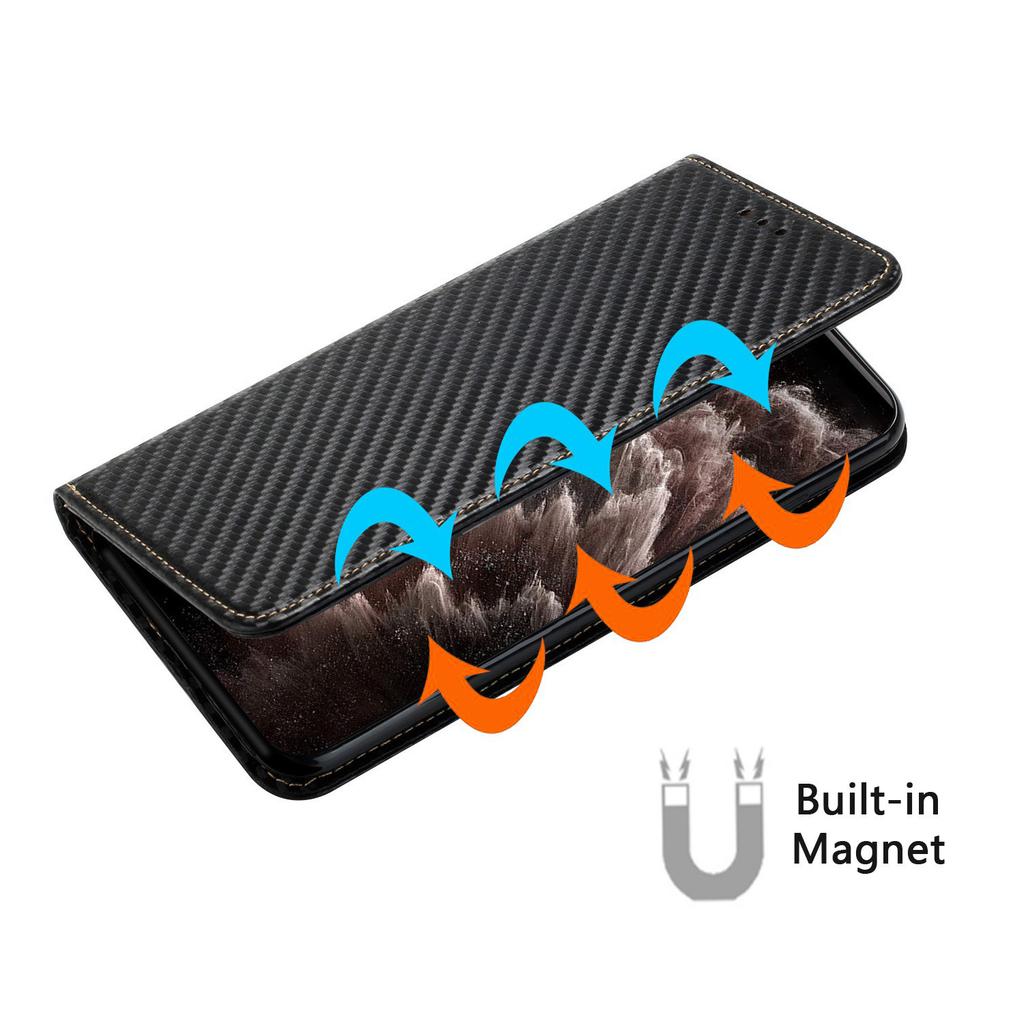 For Samsung Galaxy S25 Ultra Case Carbon Fiber Texture Wallet Stand Cover