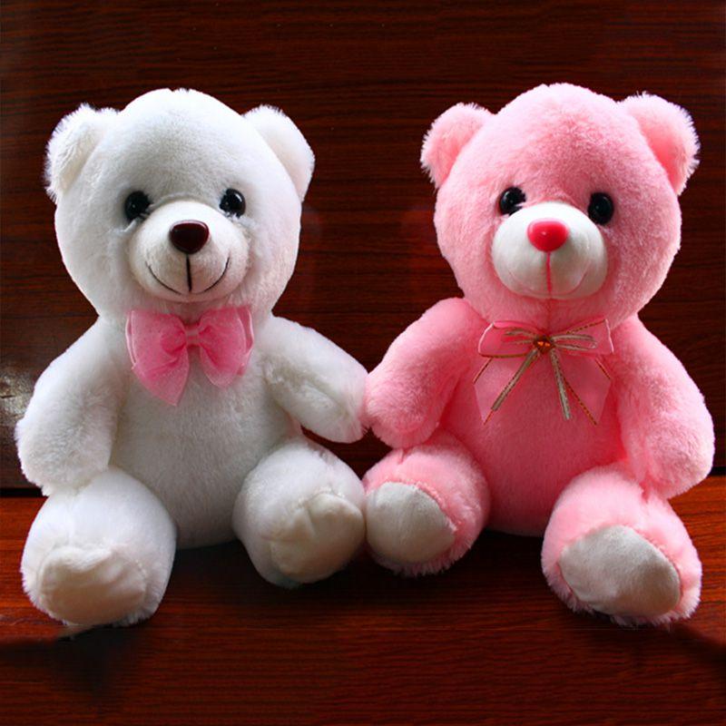 Small Flash Led Teddy Bear Stuffed Animal Plush Soft Hug Toy Baby Gift Girls