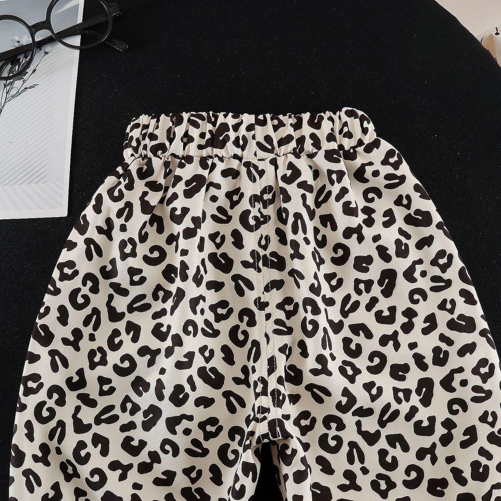 Boys' 2026 Summer Leopard Print Shirt & Pants Set – Stylish Short-Sleeve Two-Piece Outfit