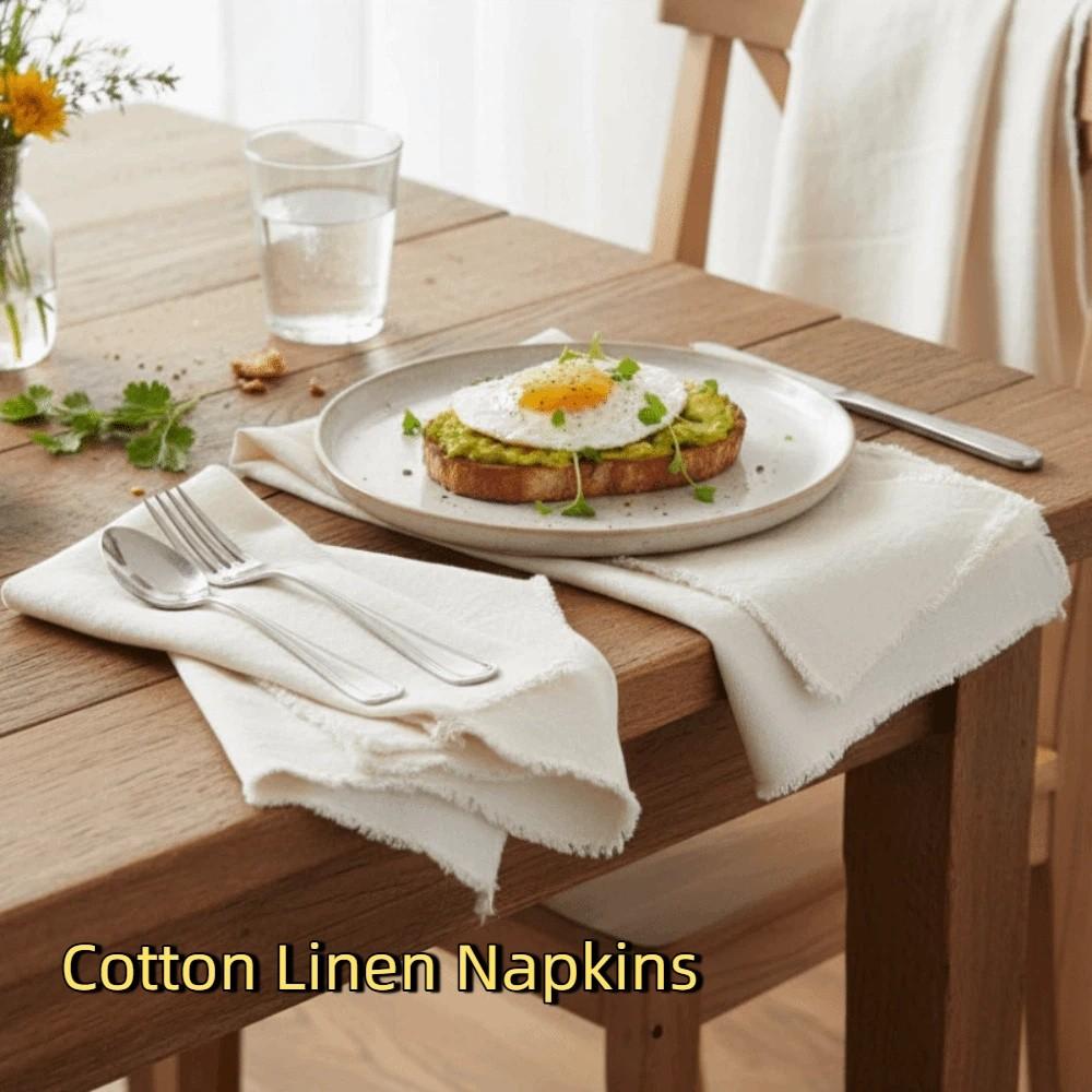 4PCS Soft Cotton Linen Napkins Rustic Style Placemats Cloth Napkins Food Backgrounds