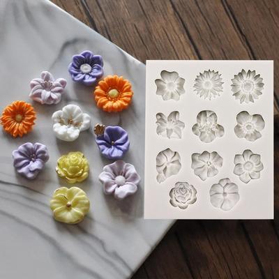3D Rose Flower Series Silicone Mold Fondant Cake Chocolate Mold Cake Decoration Mold Flower Shape Handmade Soap Silicone Tools
