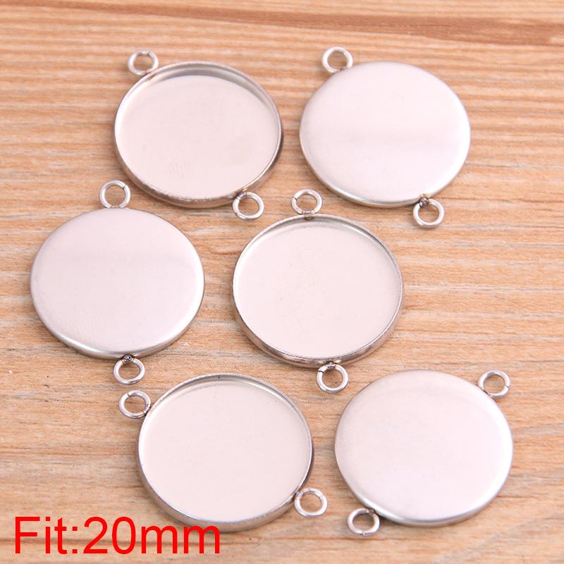 10-30mm Stainless Steel Round/Rectangular Gem Base Tray Pendant Connector