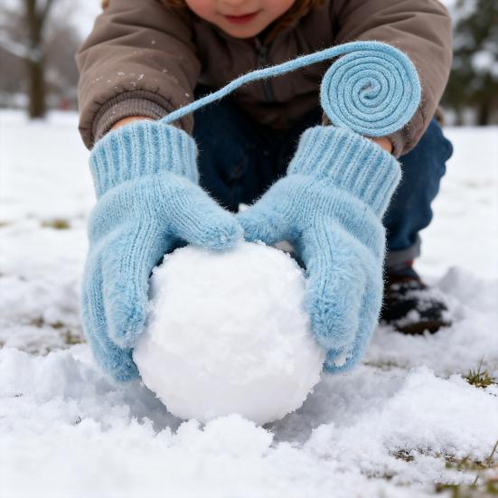 Kids Winter Gloves Warm Thickened Full Finger Mittens Knitted Gloves with Rope for Boys