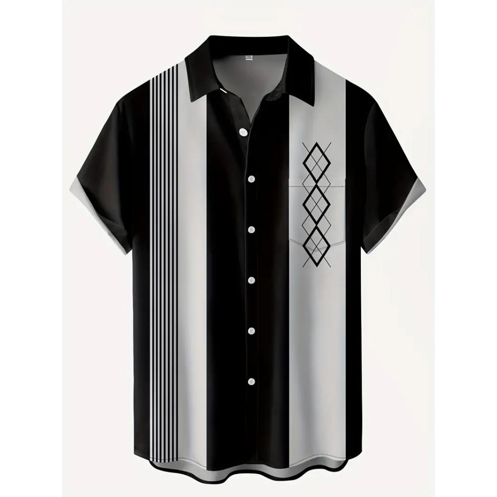 Men's Classic Striped Casual Shirt, Summer Loose Hawaiian Beach Top