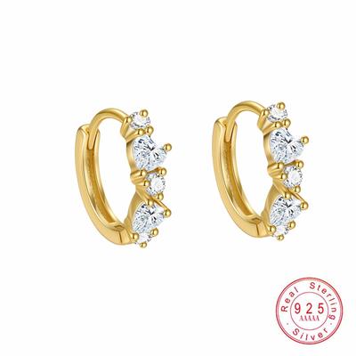 925 Sterling Silver Heart CZ Hoop Earrings for Women Dainty Gold Plated Zircon Huggie Hoops Hypoallergenic Cute Jewelry