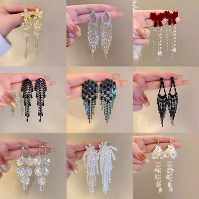 Boucles d'oreilles pendantes rétro fleur perle 2025 - Élégantes pendantes de luxe pour femmes