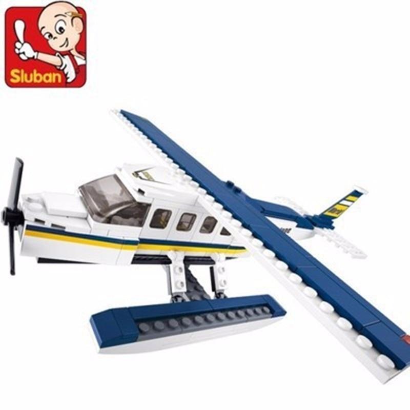 214PCS 0361 Military Navy Seaplane Airplane Model Building Blocks Sets Creator Bricks Educational Toys for Children