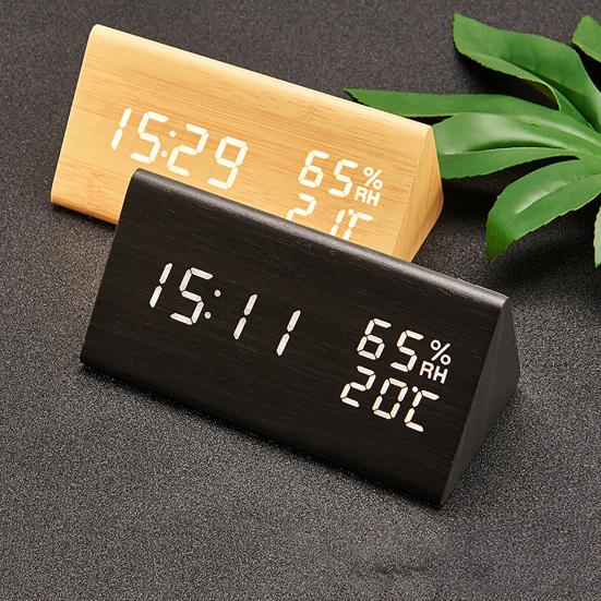 Reloj despertador con control de voz, reloj de escritorio multifuncional con pantalla transparente ABS, ahorro de energía, para el hogar 