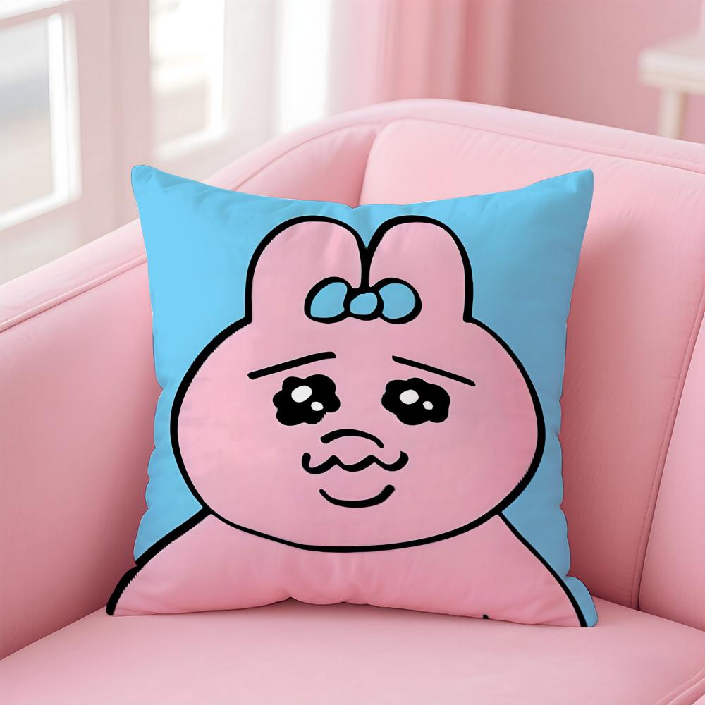 

Funny Cute Japanese Character OOpanchu Usagi Cushion Cover Pillowcase Short Plush Invisible zipper Room Sofa Cushion Cover 30X30cm