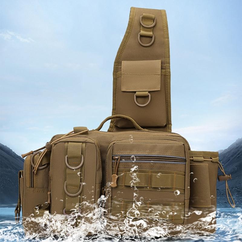 Fanny Pack for Men Fishing Tackle Backpack Shoulder Pack with Rod Holder Splashproof Storage Bag Fly Fishing Backpack