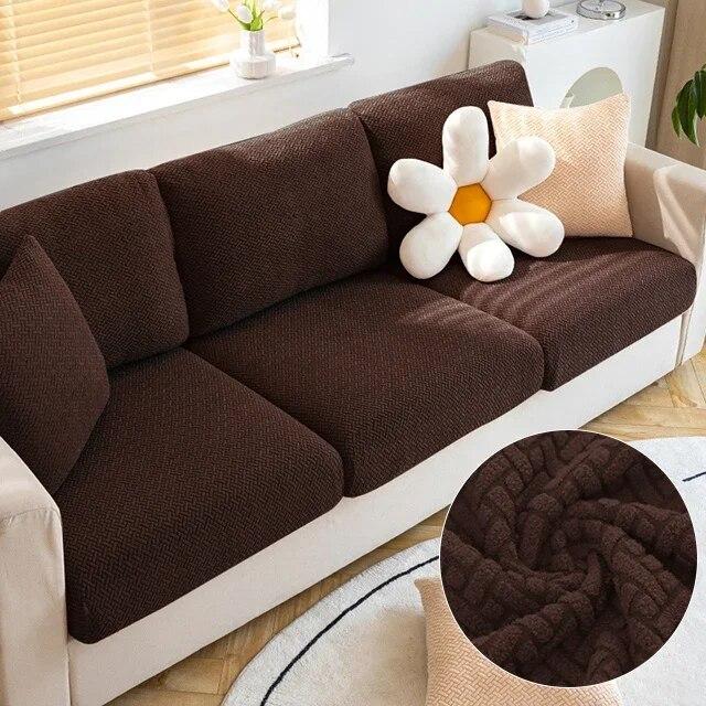 Jacquard Sofa Seat Cushion Cover Plain Color Stretch Thicken Sofa Cover For Living Room L Shape Corner Armchair Sofa Slipcovers